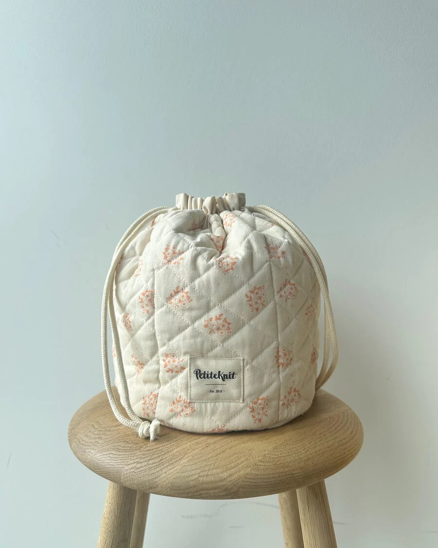 Get Your Knit Together Bag - Apricot Flower. PetiteKnit Limited Edition