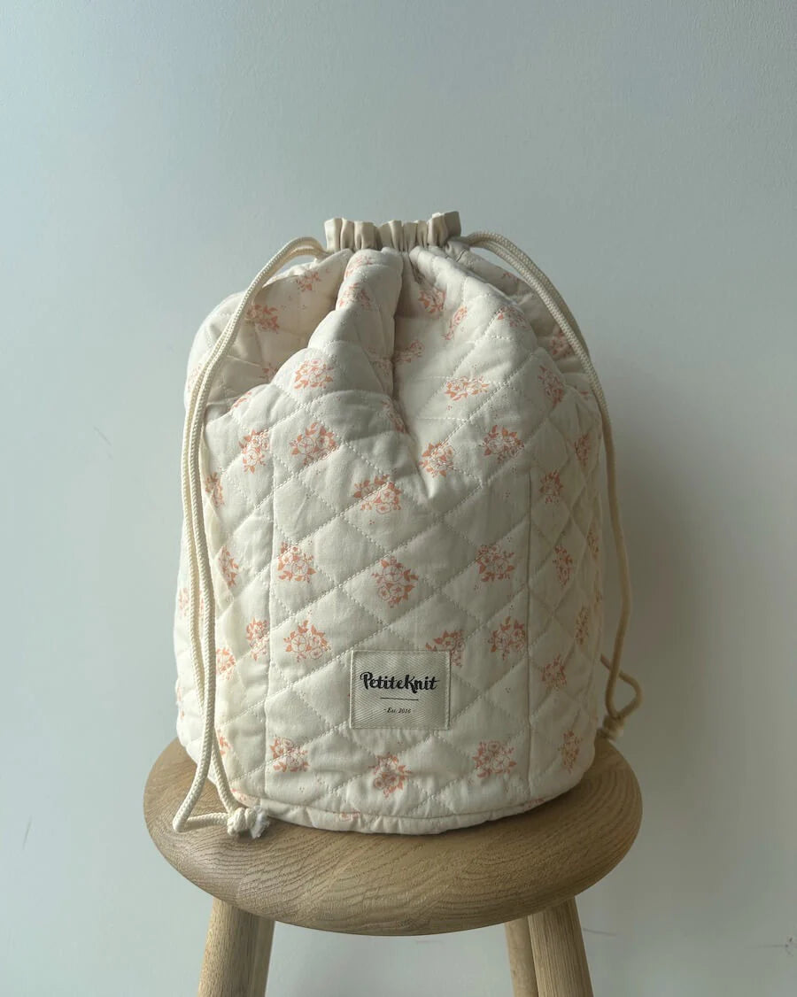 Get Yor Knit Together Bag Grand - Apricot Flower. PetiteKnit Limited Edition