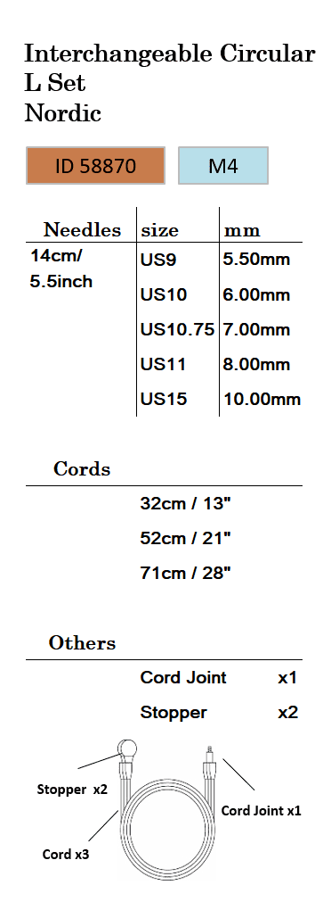 M4 Jumbo Sæt 14 cm, 5 Størrelser, Seeknit Koshitsu